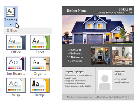 Changing the Theme for the Real Estate Flyer