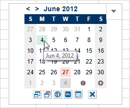 Mini Calendar and Date Picker Screenshot