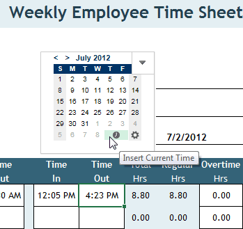 Use Case: Insert a Clock-Out Time into a Time Sheet