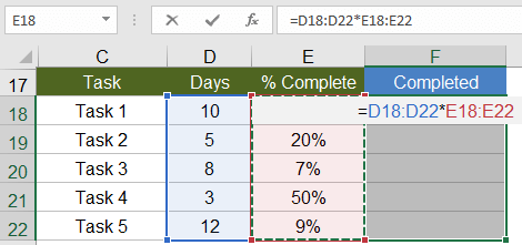 Array Multi-Cell Array Formula Example