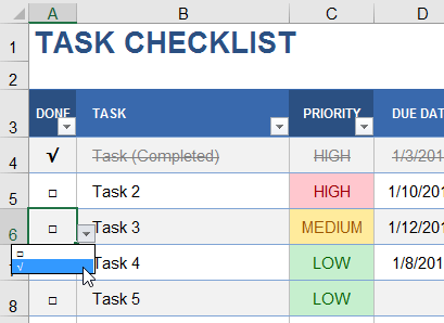 Checkbox Using Data Validation