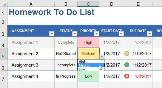 Example Drop-Down List via Data Validation