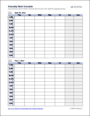 Vertex42's Work Schedule Template