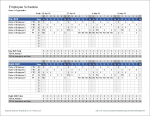 Vertex42's Employee Schedule Template for Excel