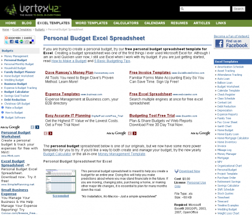 Vertex42 Redesign - Before Vertex42 Redesign - Before