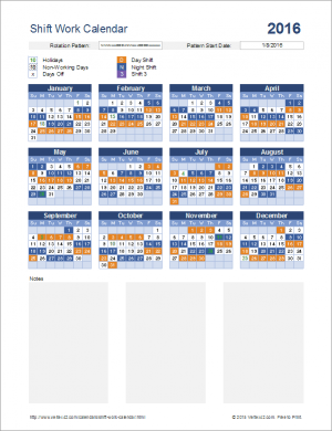 Shift Work Calendar