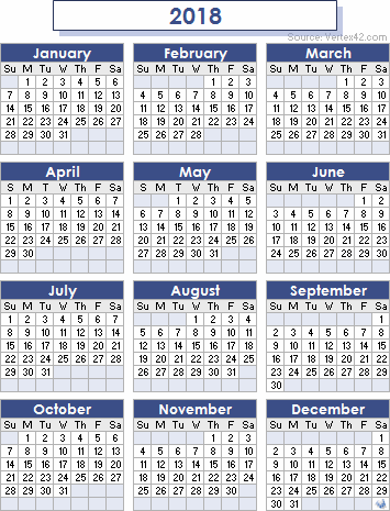 Image result for 2018 calendar