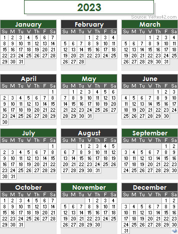 2023 calendar templates and images