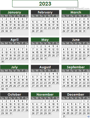 2023 Calendar Templates and Images