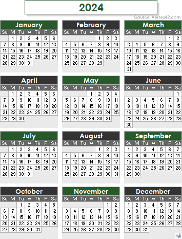 2024 Calendar Templates and Images