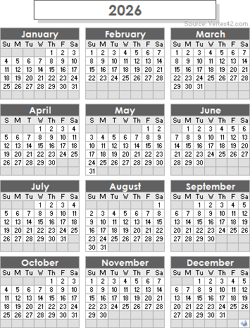 2026 Calendar Templates and Images