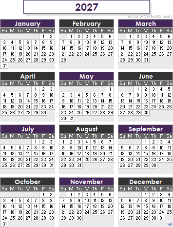 2027 Calendar