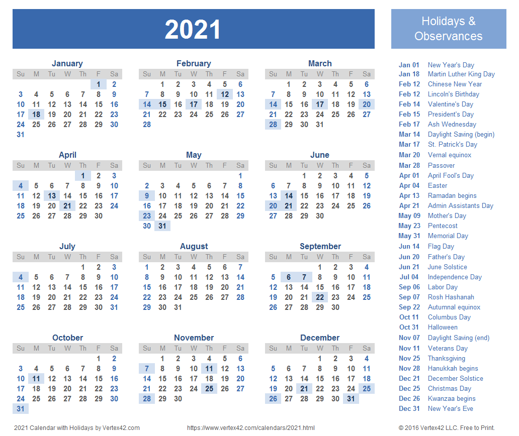 Featured image of post Downloadable Free Printable 2021 Monthly Calendar With Holidays - Download or customize these free printable monthly calendar templates for the year 2021 with us holidays.