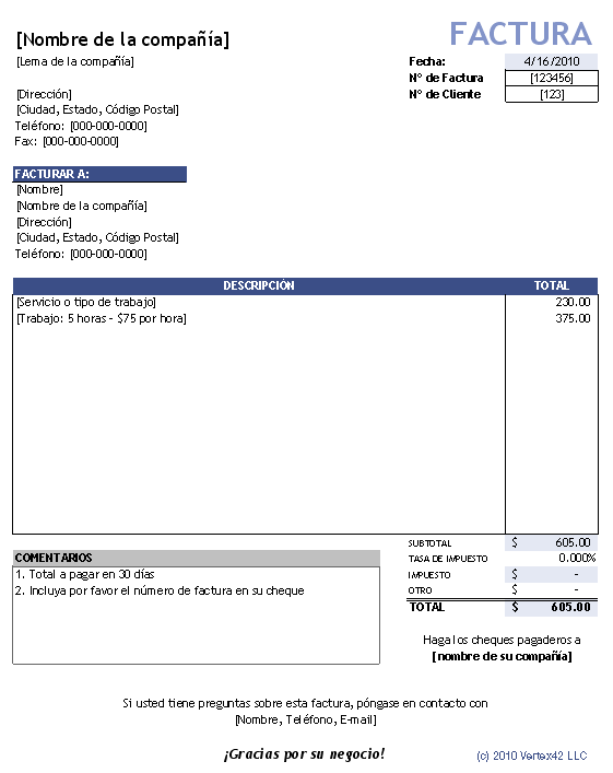 Modelo De Factura Para Excel Plantillas De Facturas Gratis