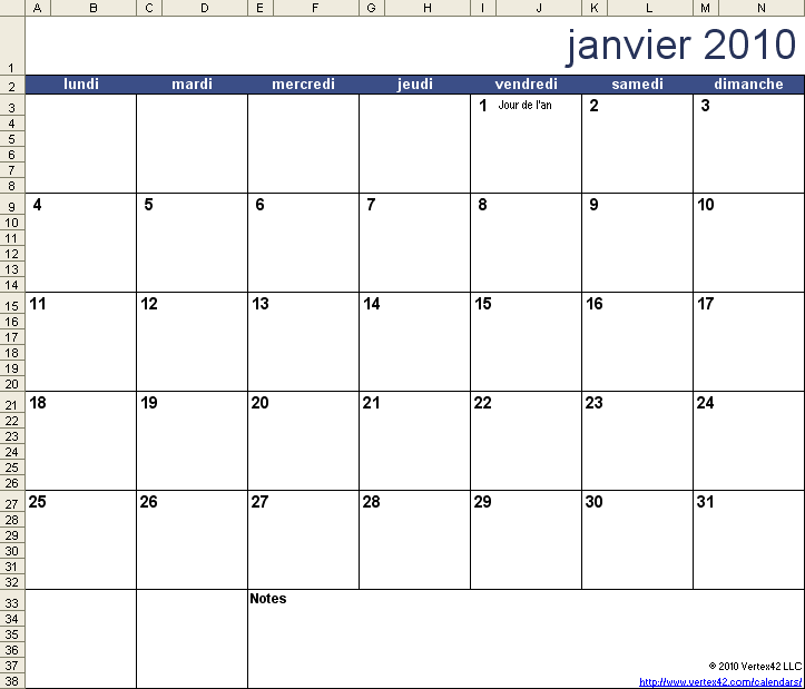 exemple calendrier word